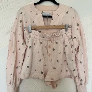 Something Navy pink floral lounge short set